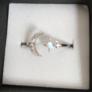 Sterling Silver Moon and Star Moonstone Ring